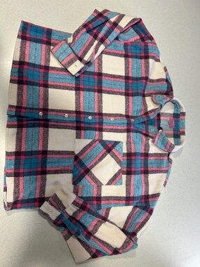mi ami Plaid Shirt in Pink, Teal & Cream from Francesca’s